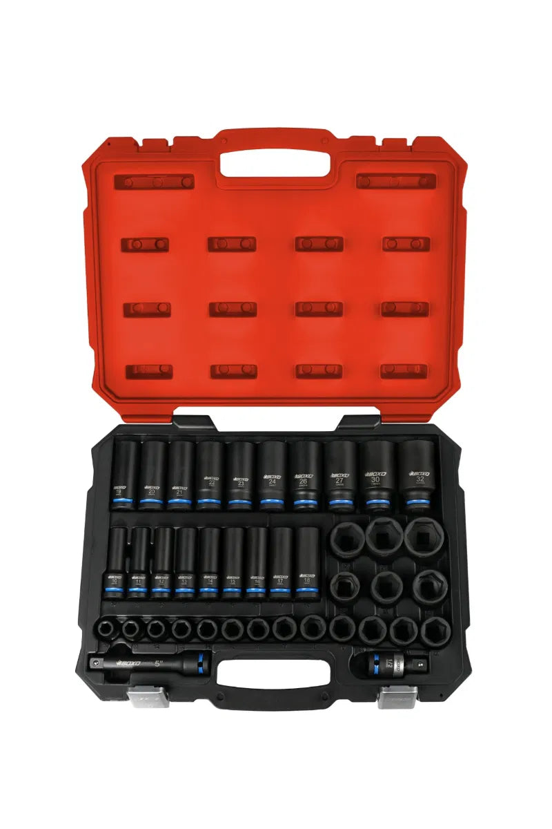 40 Pc 1/2" Master Impact Socket Set Shallow and Deep By Boxo