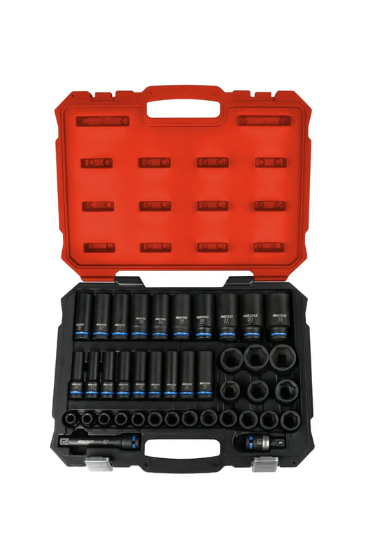 40 Pc 1/2" Master Impact Socket Set Shallow and Deep By Boxo