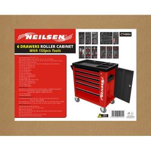 Toolbox Roller Cabinet 6 Drawers With 155pcs Tools By Neilsen