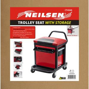 Mechanics Trolley Sropl with Padded Seat 2 Storage Drawers By Neilsen