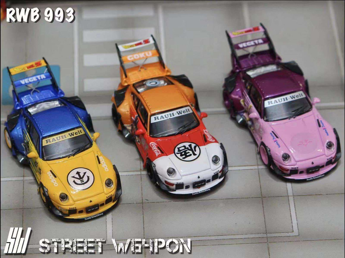 RWB Porsche RWB Dragon Ball Z Set Of 3 Cars Street Warrior 1/64