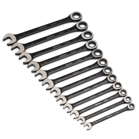 12pc Metric Combi Ratcheting Wrench Set Black By Sata