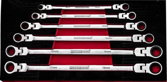 6pc XL Flexhead Ratchet Wrench Set By Powerhand