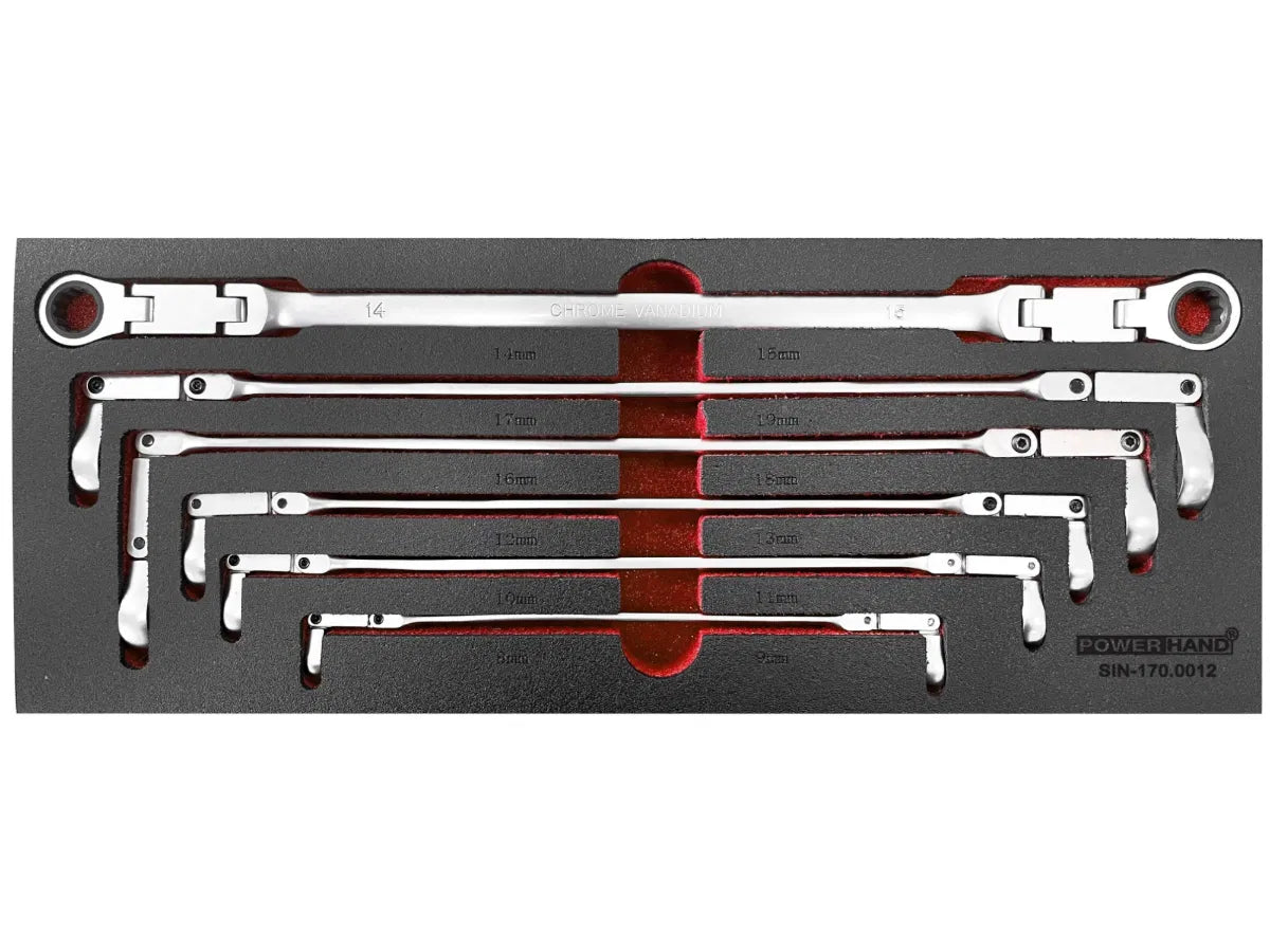 6pc XL Double Flexhead Ratchet Wrench Set By Powerhand