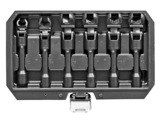 6Pc Long Flex-Head Crows Foot Wrench Set By Powerhand