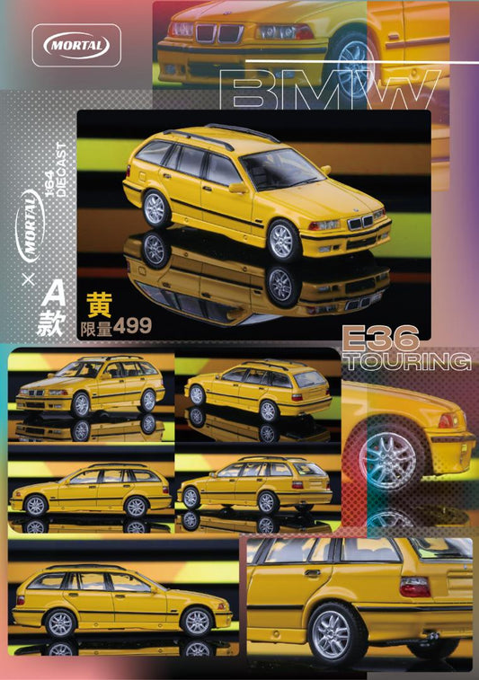 BMW E36 Touring Standard Version Yellow 1/64 Scale By Mortal - PRE ORDER