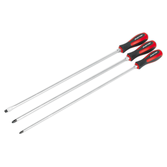 Premier Extra-Long Hammer-Thru Screwdriver Set 450mm 3pc By Sealey