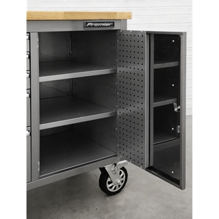 Premier™ Mobile Stainless Steel Tool Cabinet & Cupboard 10 Drawer By Sealey