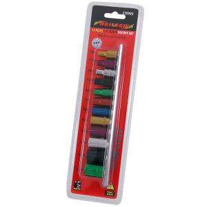 Socket Set - 12 Piece 1/4in. Drive - Multi-coloured - Shallow By Neilsen
