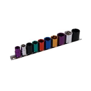 Socket Set - 10 Piece 3/8 Drive - Multi-coloured - Shallow By Neilsen