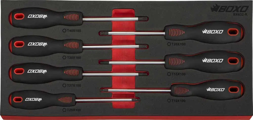 7 Pc Torx Screwdriver Set In EVA Foam Red By Boxo
