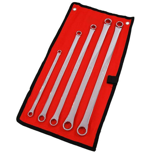 Ring Spanner Set Extra Long Box End Wrench 5 Piece Set Sizes 8.10.12.14.13.15.16.18.17.19mm  Supplied in a Wallet By Neilsen