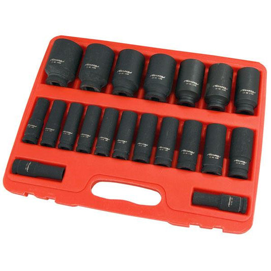 1/2 Inch Drive Deep Impact Socket 20 Piece Set 10mm-38mm By Neilsen