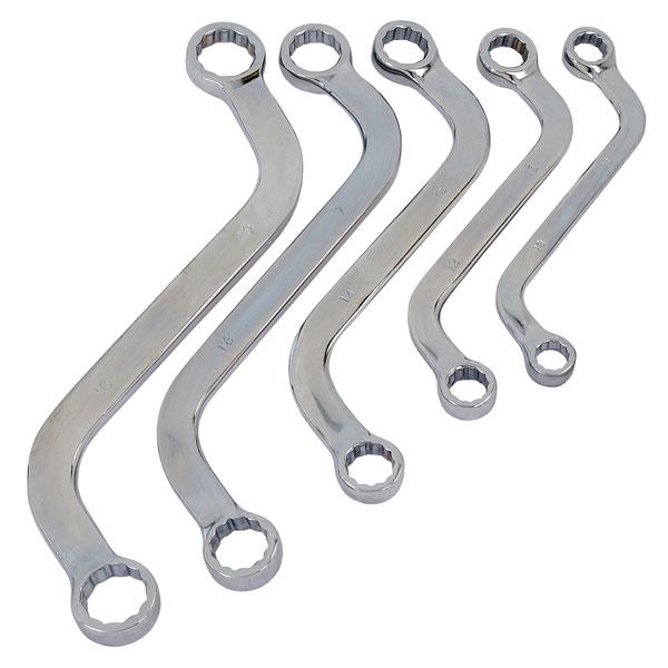 Ring Spanner S Shaped 5 Piece Set Sizes 10.11.12.13.14.15.16.17.18.19mm By Neilsen