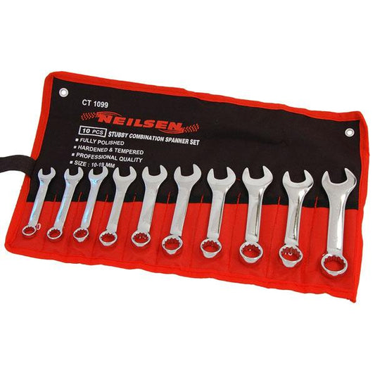 Stubby Spanner Set Metric 10-19mm 10 Piece Set By Neilsen