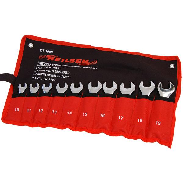 Stubby Spanner Set Metric 10-19mm 10 Piece Set By Neilsen