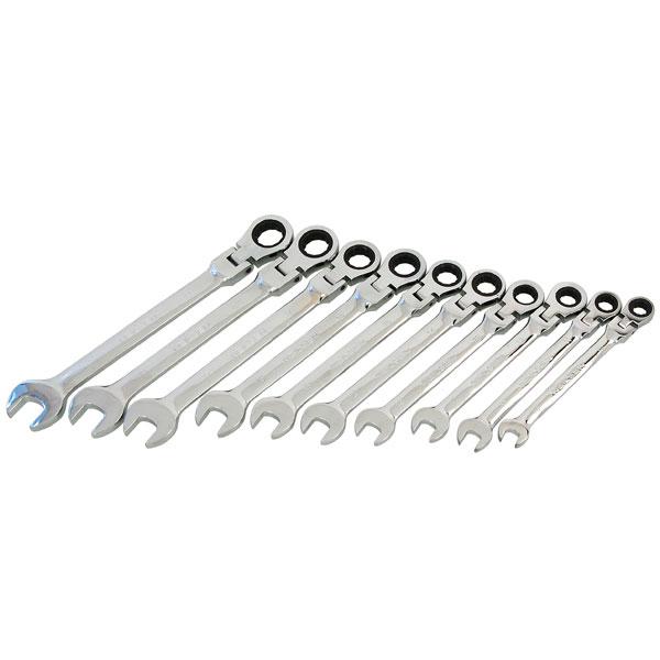 Combination Flexi Head Ratchet Spanner Set Metric Sizes 10-19 mm Supplied in a Wallet 10 Piece Set By Neilsen