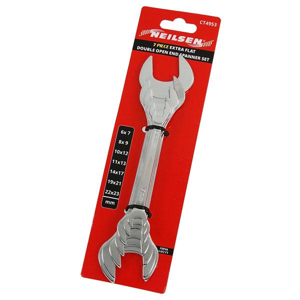 Combination Spanner Extra Thin Limited Space Metric 7 Piece Open Ended Set By Neilsen