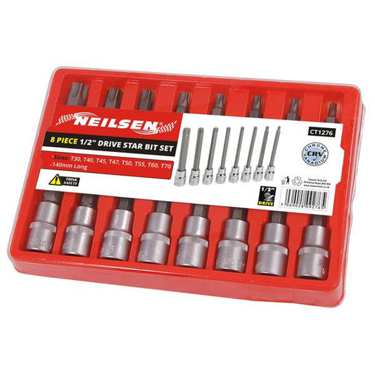 1/2 Inch Drive Extra Long Torx Socket 8 Piece Set By Neilsen