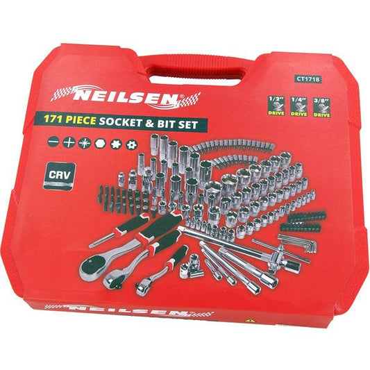 171pc 1/4. 3/8. 1/2 inch Drive Socket and Bit Set By Neilsen