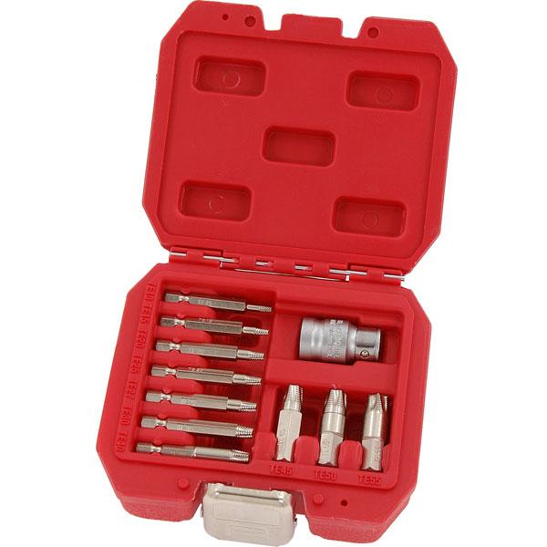 Extractor Set For Rounded Or Broken Torx Star Fixings 11pcs By Neilsen