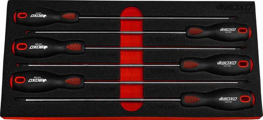 6pc Torx Screwdriver 250mm Long Set Red By Boxo
